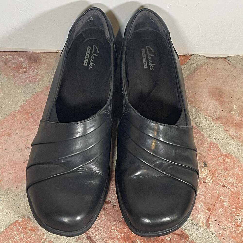 Clarks Esha Easy Comfort Shoes Womens 9M Black Leather Slip On 26101987 EUC